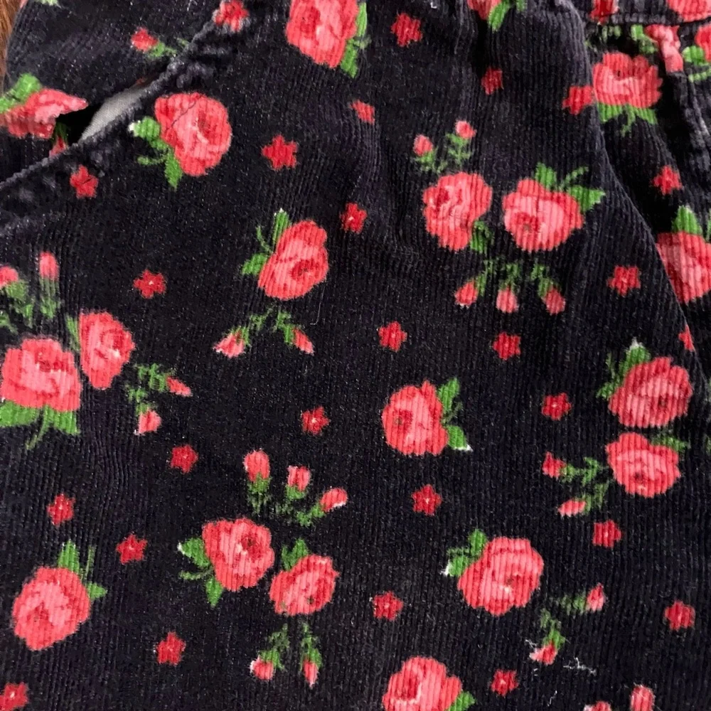 Vintage OshKosh Girls Floral Corduroy Overalls 6